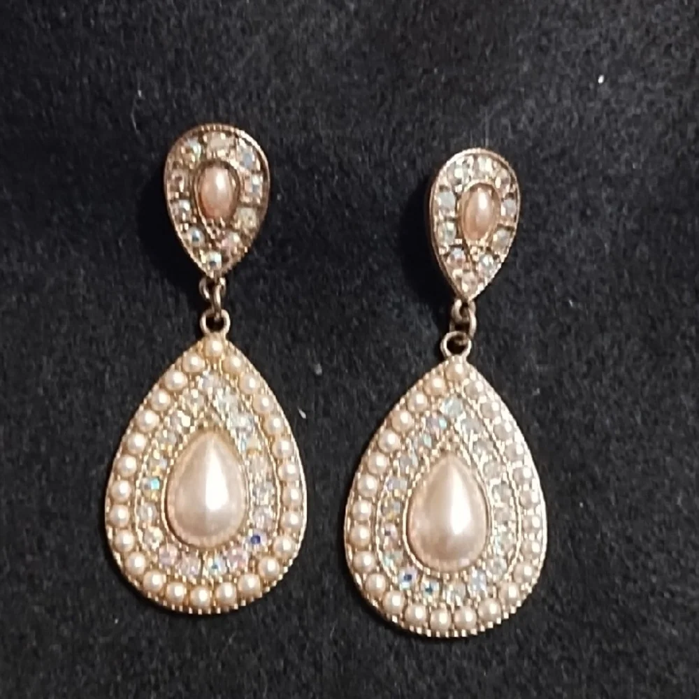 Pearl And Crystal Earrings.